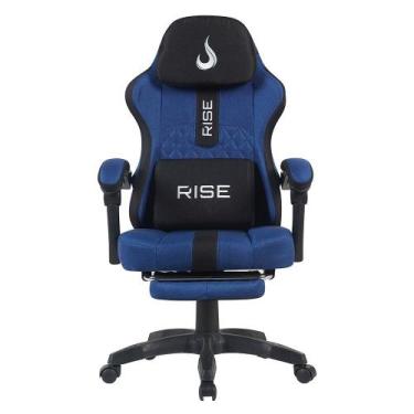 Imagem de Cadeira Gamer Rise Mode Z11, Ângulo Ajustável, Tecido, Azul e Preto - 