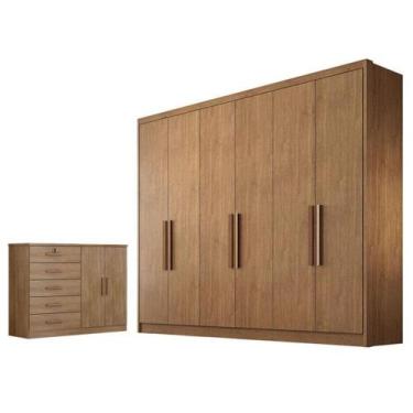 Imagem de Guarda Roupa Casal Linea Com Nicho E Cômoda Seul Cumaru 23 - Novo Hori