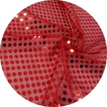 Imagem de Tecido Paetê Fantasia 2 x 1,10mts Cor:Vermelho - Tecidos SG