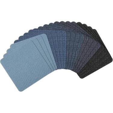 Imagem de 20 peças de remendos de jeans passados a ferro no interior, 12 x 12 cm, 5 cores, remendo decorativo, para reparo de jeans, remendo, tecido de algodão puro para bolsas, calças, bolsos, joelhos