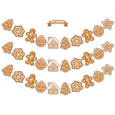 Imagem de Decorações de Natal pré-amarradas de gengibre decorações de Natal com tema de pão de gengibre faixa de guirlanda para festa de Natal, sala de aula, decoração de parede de escritório em casa