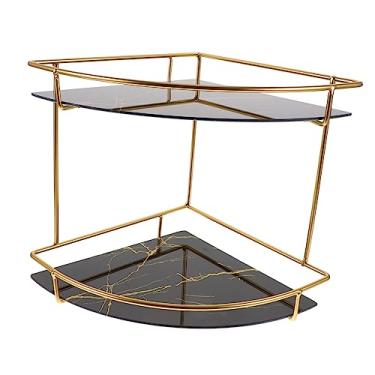 Imagem de Prateleira triangular de canto de chuveiro, bandeja de banheiro, organizador de balcão, prateleira de chuveiro, prateleira de armazenamento de cozinha, balcão organizador de vidro para temperos, ferro