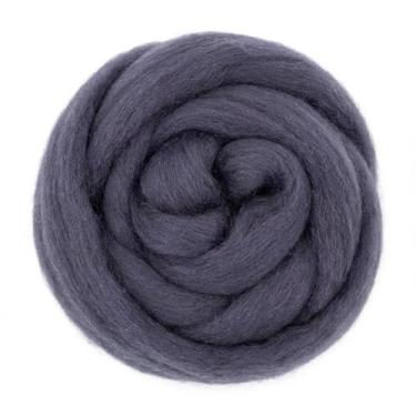 Imagem de Catopia Fio de lã, 100 g/100 g de lã macia de feltragem grossa pura para feltragem de agulhas, cobertor de tricô, tecelagem, artesanato, cinza