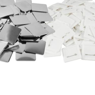 Imagem de 100 conjuntos de peças de metal para fabricação de botões de ímã de geladeira, 80 x 53 mm/3,15 x 2,09 polegadas, suprimentos de crachá para fabricantes de botões, incluindo capas de metal, capa