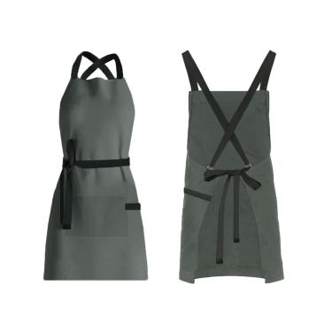 Imagem de Avental Cinza Alça Cruzada Preto Restaurante Cafeteria Bar