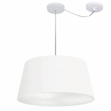 Imagem de Lustre Pendente Cone Com Desvio De Centro Vivare Md-4282 Cúpula Em Tecido 40x50cm - Bivolt Branco 127/220v