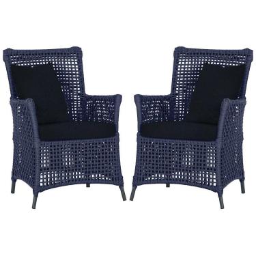 Imagem de Poltronas Igapó Alumínio Pintura Preta Corda Náutica E12 Azul