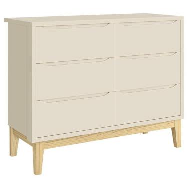 Imagem de Cômoda Infantil 6 Gavetas Classic Areia Acetinado Com Pés Natural - Reller