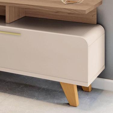 Imagem de Rack Bancada Para Sala Essenza Off White Castanho - Hb Móveis