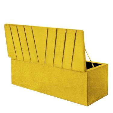 Imagem de Calçadeira Baú Recamier Estofada Cama King 190cm Bélgica Suede Amarelo- Mabe Magazine