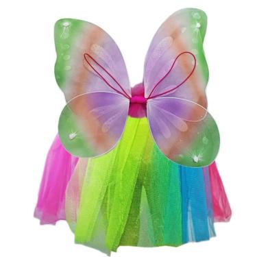 Imagem de Kit Asa De Borboleta E Saia Tule Infantil Colorida