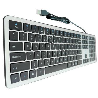 Imagem de Teclado Slim Rise Mode, USB, Preto e Prata - RM-TS-BS-Unissex