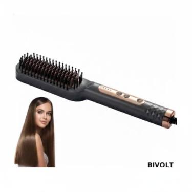 Imagem de Escova Alisadora De Cabelo Bivolt 5 em 1 Alisamento Perfeito Brilho In