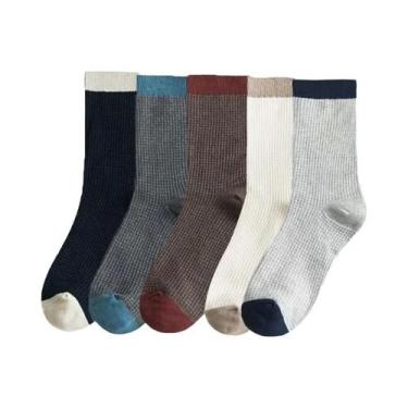 Imagem de Meias Masculinas De Cano Médio Estilo Harajuku Quentes Para Outono/Inv