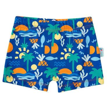 Imagem de Sunga Boxer Infantil Proteção UV Coqueiros Tropical Azul Royal Tip Top-Masculino