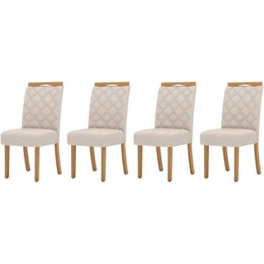 Imagem de Cadeira Sala de Jantar Bella Kit 4 Un Nature/Veludo Light Linho - Henn