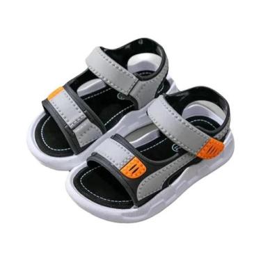 Imagem de Sandálias De Couro Para Meninos Verão 2023 Calçados Planos Antiderrapa