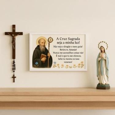 Imagem de Quadro Decorativo Horizontal São Bento Oração 24X18Cm -Vidro - Quadros