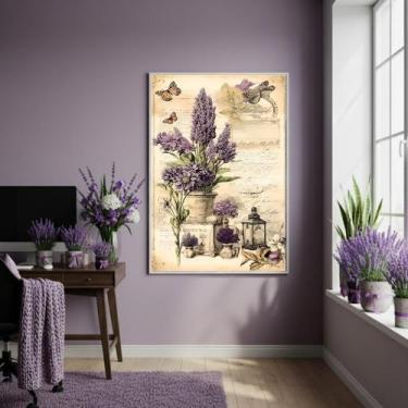 Imagem de Quadro Decorativo Lavanda Despertar - 70X50Cm Mold Branca - Quadros On