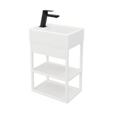 Imagem de Gabinete Suspenso Banheiro Ferro Steel 40x30 cm - Venturi, Branco Fosc