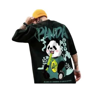 Imagem de Camiseta Masculina Estampada Panda, Confortável E Respirável, Gola Red