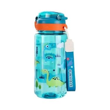 Imagem de Garrafa De Água Infantil Dinossauro 600ml Com Canudo De Silicone Antiv
