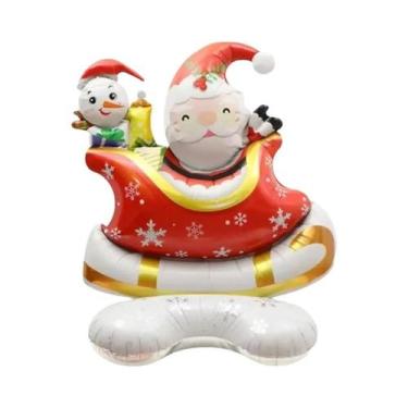Imagem de Balão Grande De Natal Com Papai Noel E Rena Para Decoração De Festa De