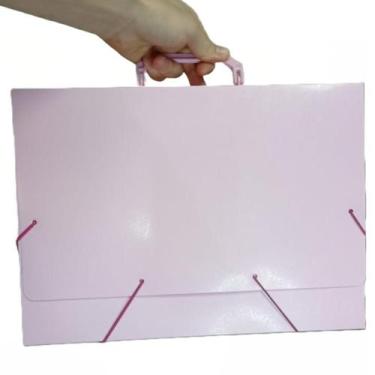 Imagem de Pasta Maleta Grande Plástico Resistente Oficio com Alça e Elástico par