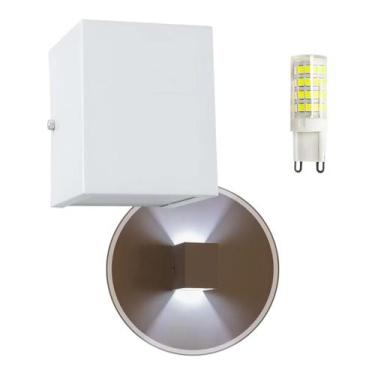 Imagem de Arandela Branca 2 Fachos Efeito Parede Muro Externa + Led 5w Luz Branc