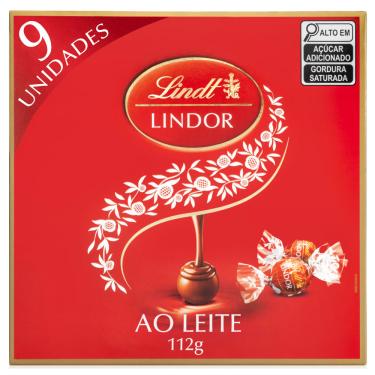 Imagem de Bombom Chocolate ao Leite Lindt Lindor Caixa Presente 112g 9 unidades