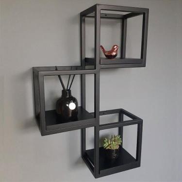 Imagem de Nicho de Parede Organizador Decorativo em MDF Preto com Estrutura Meta