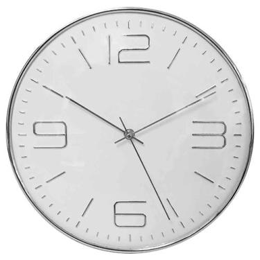 Imagem de Relógio de Parede Decorativo 30cm Silencioso Moderno - Livon, Cromado