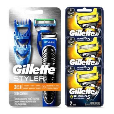 Imagem de Kit Gillette com Aparelho de Barbear Proglide Styler + 6 Cargas Fusion