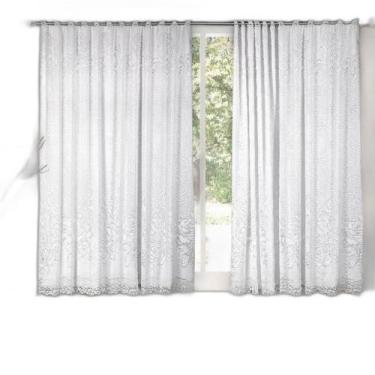 Imagem de Cortina Branca Renda Com Forro Sala Roseiral 3X1,80 Alt - Interlar