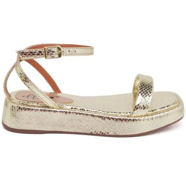Imagem de Sandália Flat Feminino Cristal Ouro Light Ella's, 38, Ouro, Feminino