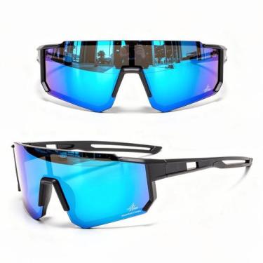 Imagem de Óculos De Sol Esportivo Uv400 Ciclismo Corrida Pesca Cor da lente:Azul