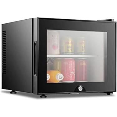 Imagem de Mini Geladeira Com Porta De Vidro, Refrigerante, Cerveja, Vinho, Aço Inoxidável, Baixo Ruído, Economia De Energia, Porta De Vidro Com Fechadura, Geladeira Pequena De 20L Para Dormitório De Quarto
