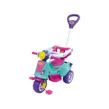 Imagem de Triciclo Infantil Avespa Rosa Com Haste Direcionável Maral, Rosa