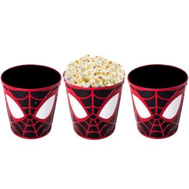 Imagem de 3 Potes de Pipoca Homem Aranha Preto Spider-Man 3D 2L - Plasútil