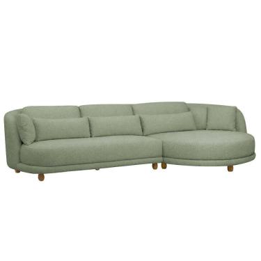 Imagem de Sofá 05 Lugares 330cm Arizona Com Chaise Esquerdo Bouclé Verde Claro - Nexta Casa