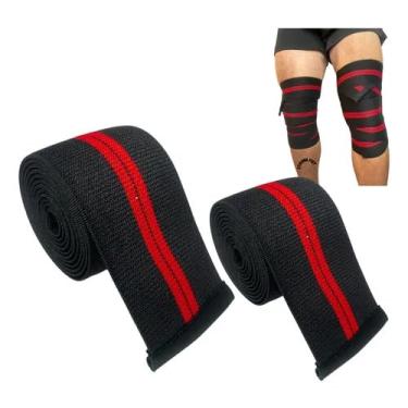 Imagem de Faixa de Joelho Crossfit Academia (Preta/Vermelha) - Par