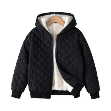 Imagem de Jaqueta Infantil De Fleece Com Capuz E Forro Teddy, Estilo Argyle, Com