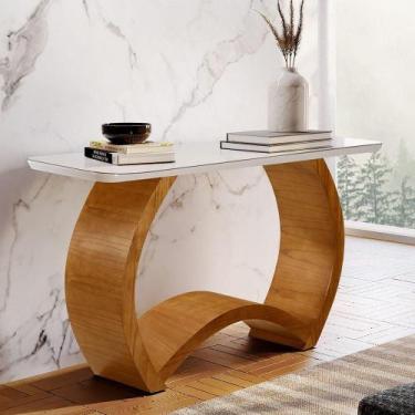 Imagem de Aparador Bali Com Tampo Em Vidro Off White/imbuia - MODERNA