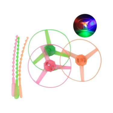 Imagem de Brinquedo Luminoso LED De Bambu Em Formato De Libélula E Disco Voador,