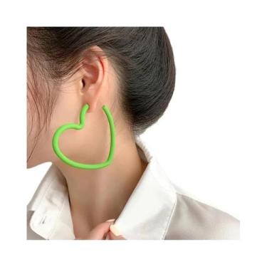 Imagem de Brincos De Argola Grandes De Acrílico Neon Com Estrela Para Mulheres, 