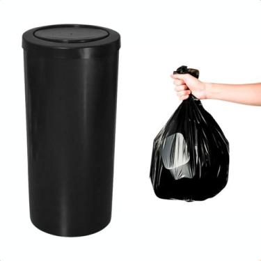 Imagem de Kit Lixeira Plástica 22L com Tampa Meia Esfera 50un Sacos De Lixo 40L 