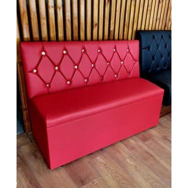 Imagem de Poltrona booth vermelha 0,80cm botões dourado - O REI DAS POLTRONAS