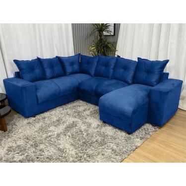 Imagem de Sofá Canto Compacto e Confortável Azul 410 Áustria - Alpoim