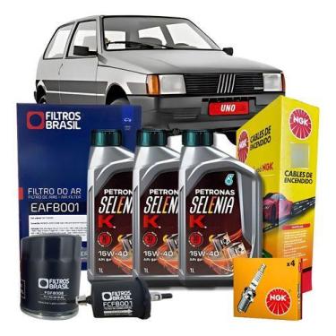 Imagem de Kit revisao fiat uno mille fire 5w30 sintetico - SELENIA NGK WEGA FILT