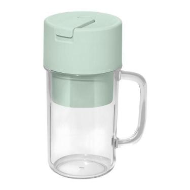 Imagem de Caneca Misturadora Recarregável Verde Claro Copo Triturador com Tritur
